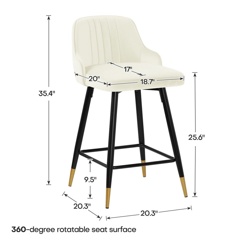 Everly Quinn Swivel Velvet Upholstered Counter & Bar Stool & Reviews